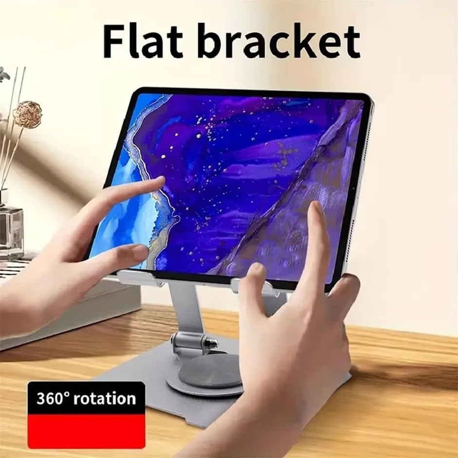 Dyazo 360 Rotating Tablet Stand Holder - Compatible with iPads & Tablets - Silver