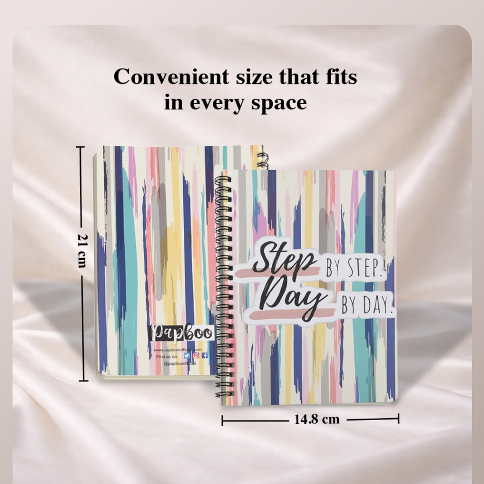 Papboo Dot Grid Spiral Wiro Notebook | 120 Pages | 21 x 15 cm | 90 Gsm | Step By Step