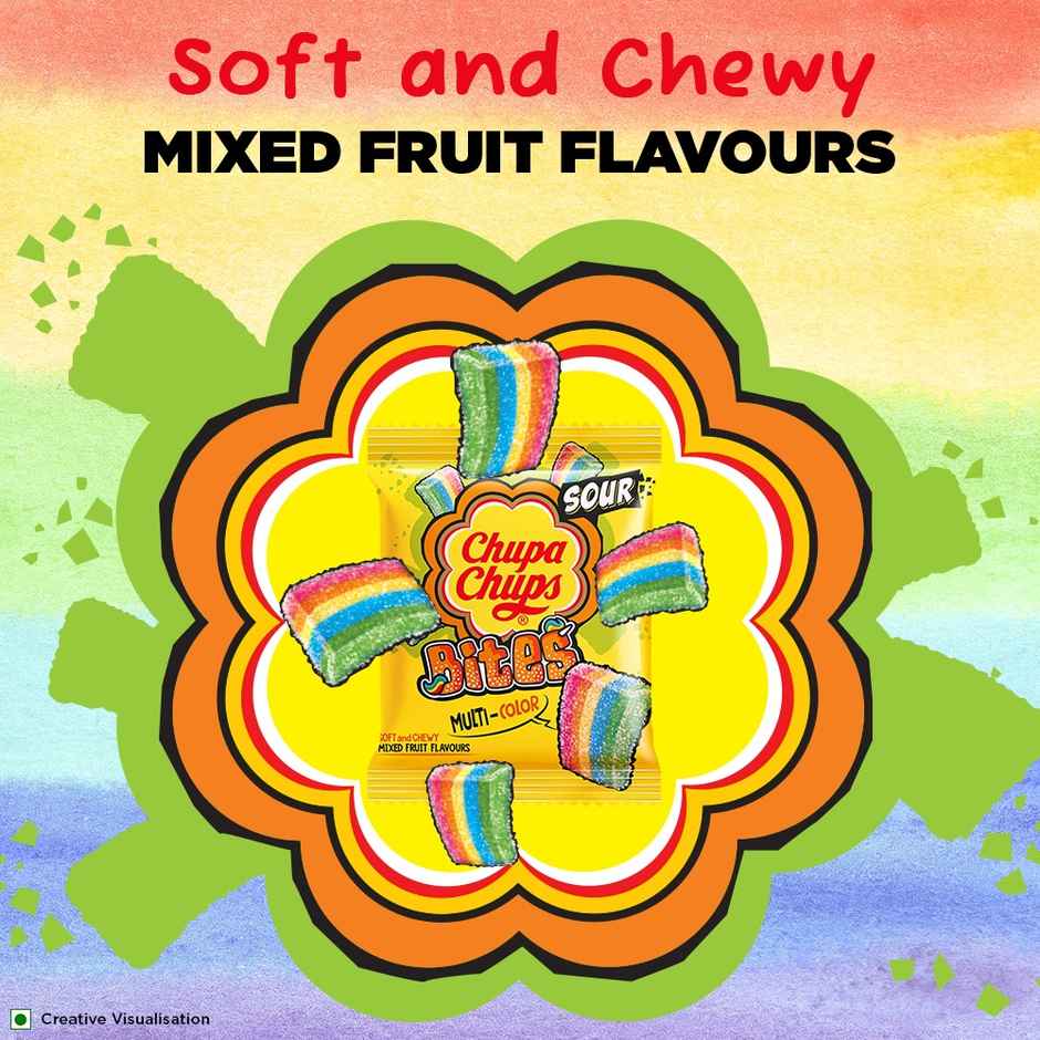 Chupa Chups Sour Bites Mixed Fruit Flavour Soft And Chewy Toffee Combo