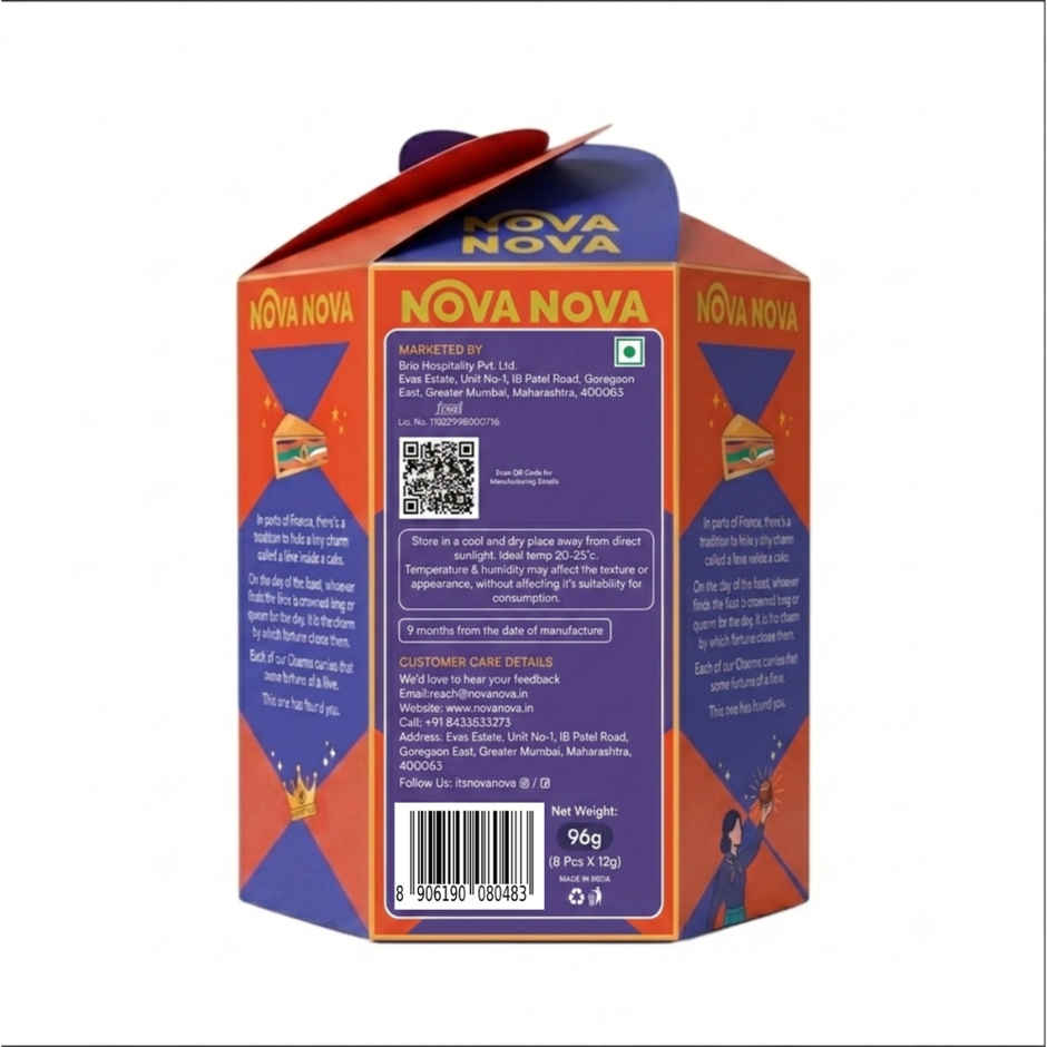 Nova Nova Charms Rakhi Gift Pack | Luxurious Belgian Chocolate Indulgence | Pack Of 8 Wafer Balls 
