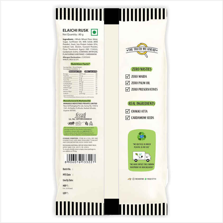 The Baker'S Dozen Zero Maida Elaichi Rusk (80g) & The Baker'S Dozen Zero Maida Coconut And Oats Biscuits Cookies | Maida-Free And Trans Fat-Free (80g) Combo