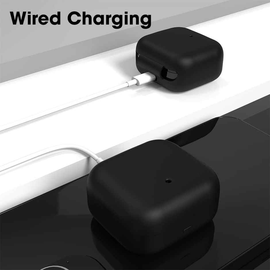 Sounce Earphone Case Cover Compatible for Realme 3s Buds,Soft Silicone Skin Case Cover Shock-Absorbing Protective Case with Keychain-Black