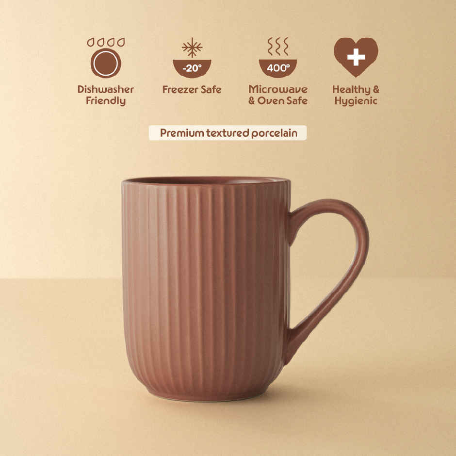 Borosil Porcelia Flute Rose Tea Coffee Porcelain Mug Set Microwave Dishwasher Safe