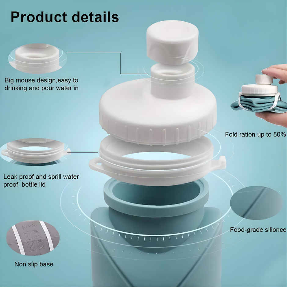 Se7en Silicone Folding Water Bottle 600Ml Travel Bottle for Sports, Gym Assorted Colour