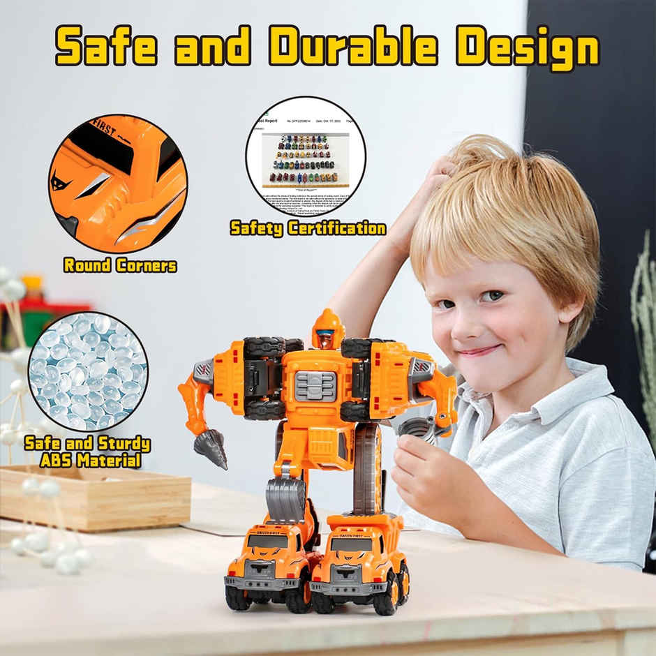 Kidology Transforming Robot Toys For Kids | Action Figures Robotic Construction Vehicles Toy Car