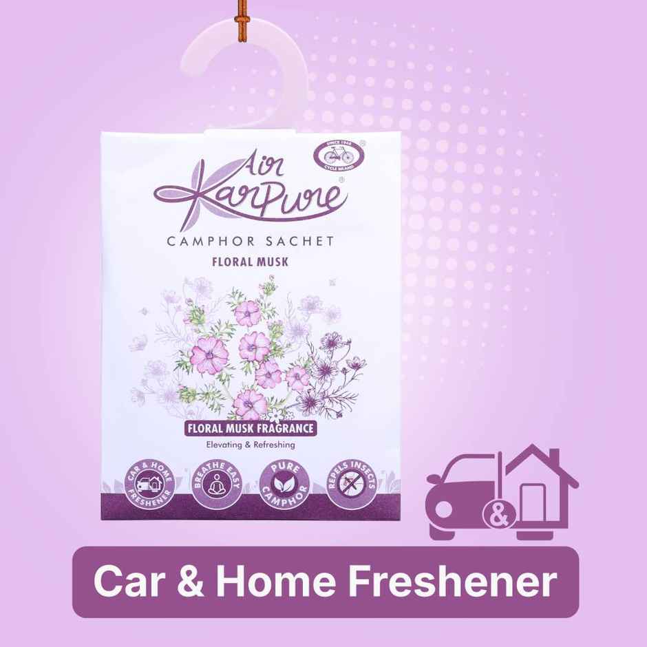 Floral Musk Camphor Sachet by Air Karpure | Car, Bathroom & Room Freshener | From House of Cycle