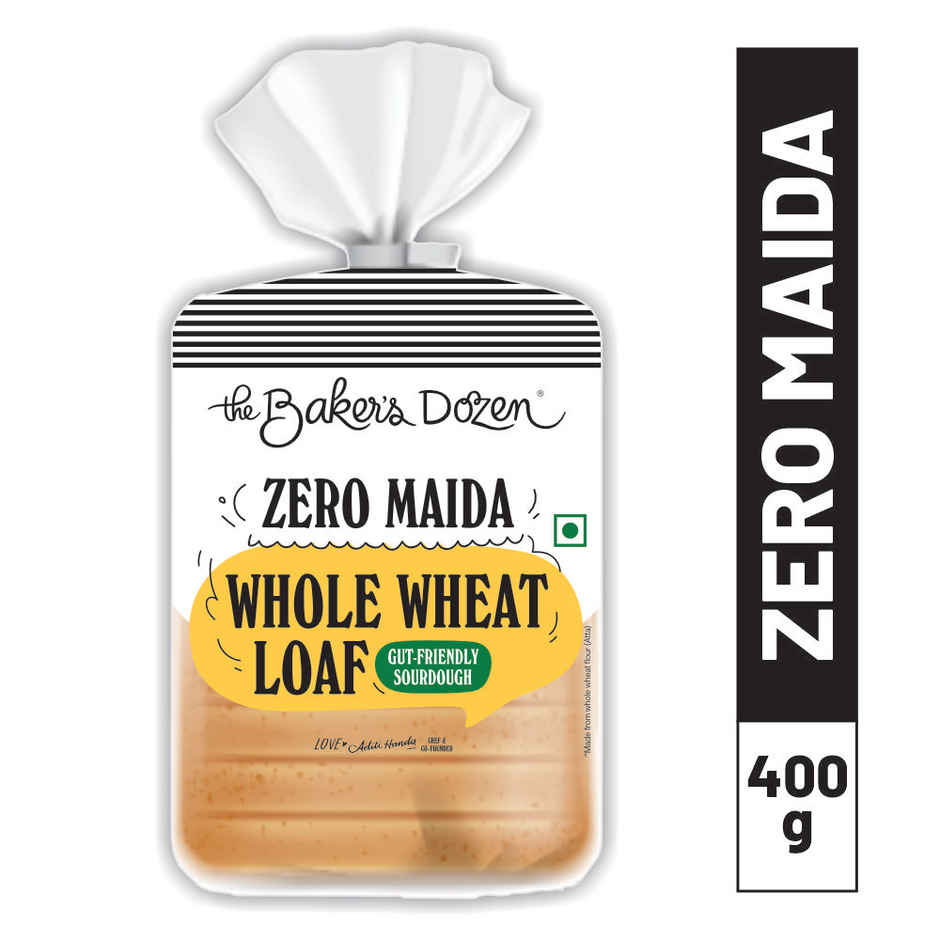 The Baker'S Dozen 100% Whole Wheat Bread - No Palm Oil No Preservative (450g) & The Baker'S Dozen Zero Maida Burger Buns No Palm Oil No Preservative 100% Wholehwheat (4pc) Combo