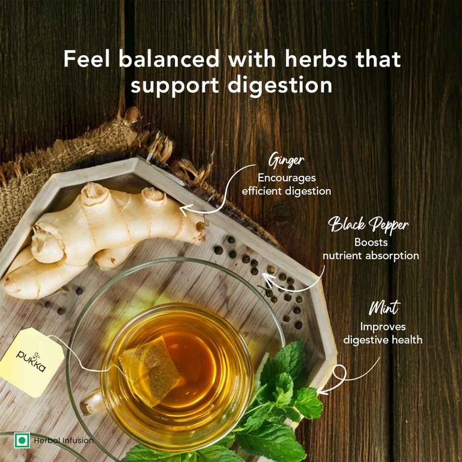 Pukka Mint and Ginger for Digestive Support I Herbal Infusion