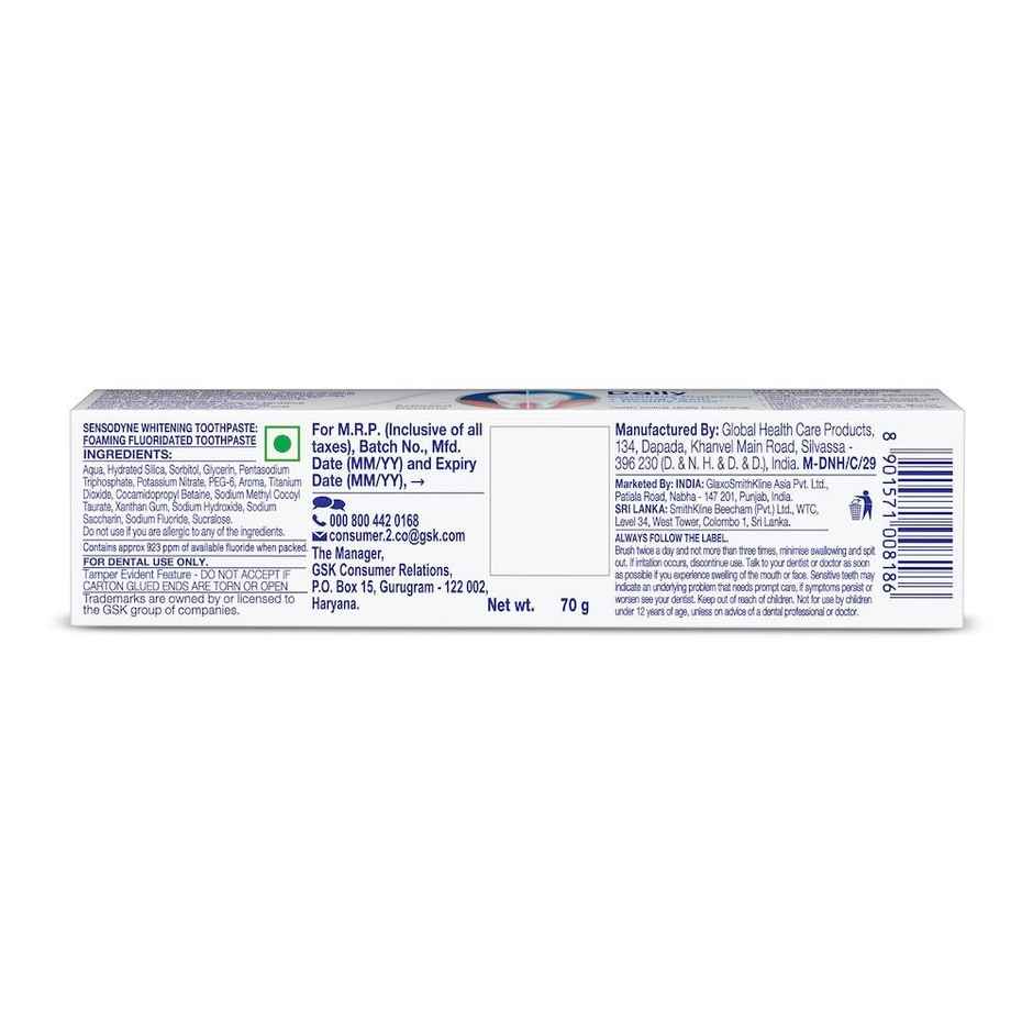 Sensodyne Whitening Toothpaste For Teeth Whitening & Sensitivity Protection (Enamel Safe)