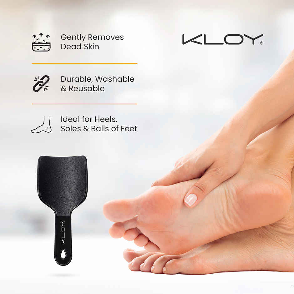 Kloy Curved Foot File Scrubber -Wide Surface Callus Remover for Cracked Heels & Dead Skin