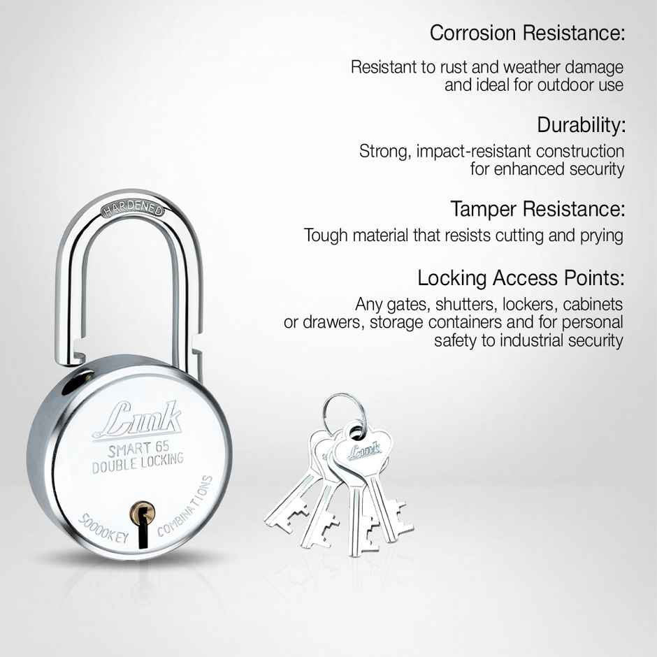 Link Stainless steel Smart 65 mm Padlock With | 4 Keys