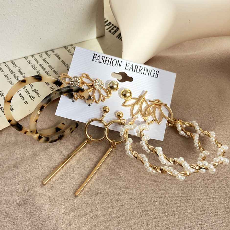 Shining Diva Fashion 6 Pairs Combo Stylish Design Metal Earrings for Women and Girls | A12758er