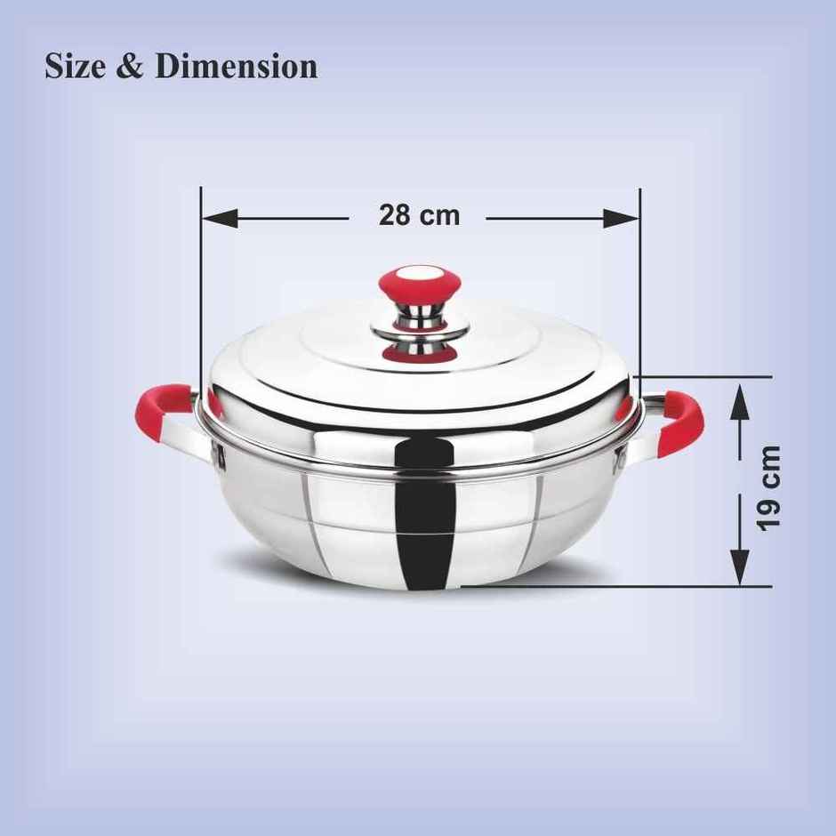 Bhalaria Stainless Steel Multi Kadai | 2 Idli Plate | 2 Dhokla Plate | 1 Patra Plate | 1 Mini Idli Plate