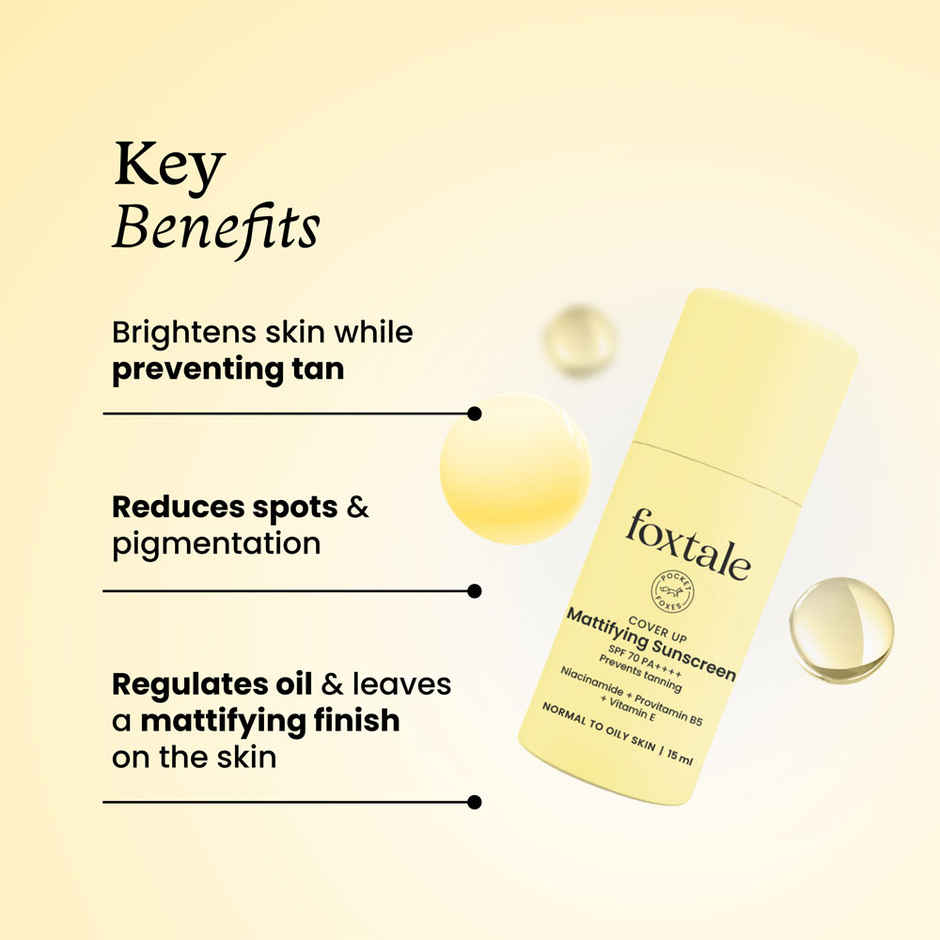 Foxtale Niacinamide Matte Sunscreen for All Skin Type SPF 70 PA++++ | No White Cast | Men & Women