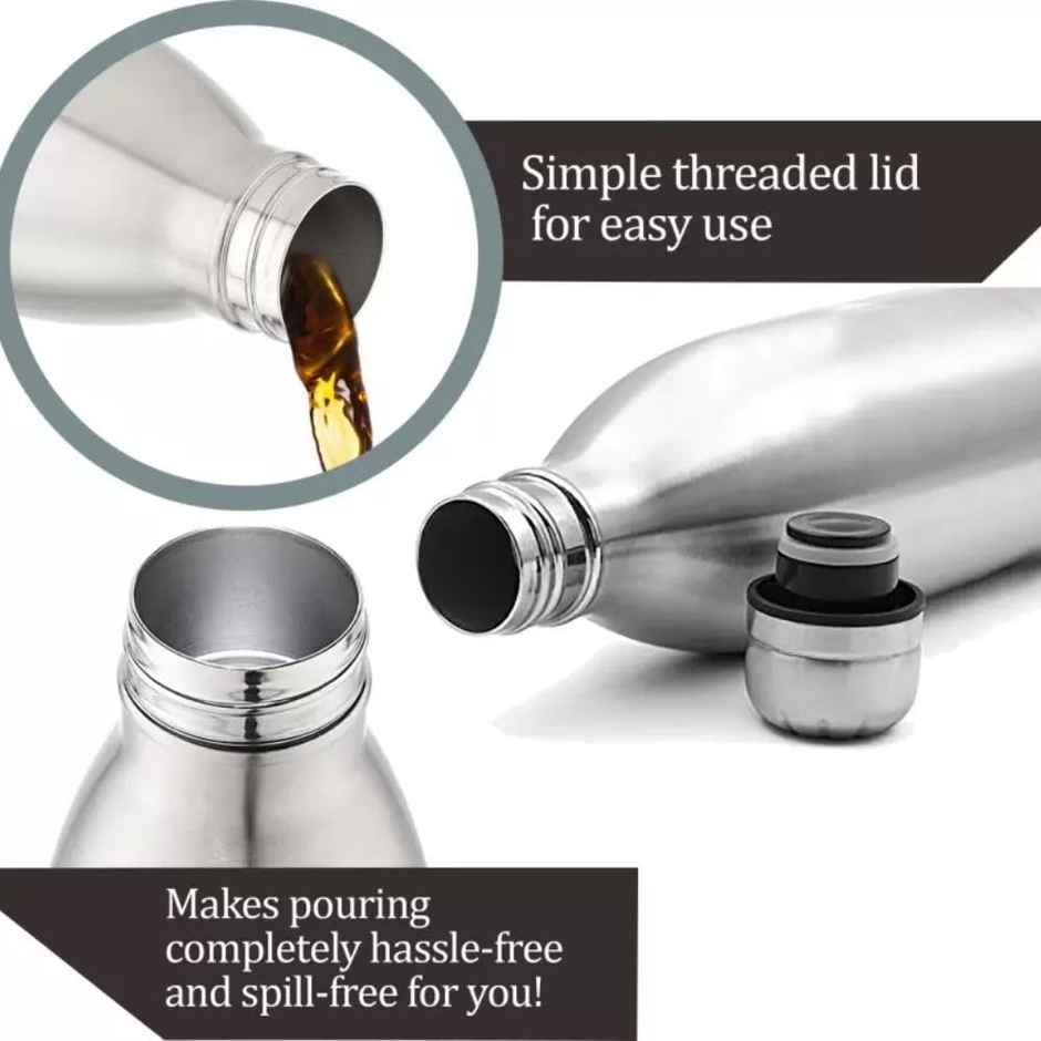 Softel Stainless Steel Vacuum Bottle | 1 L | Hot & Cold | Silver | 1 pc