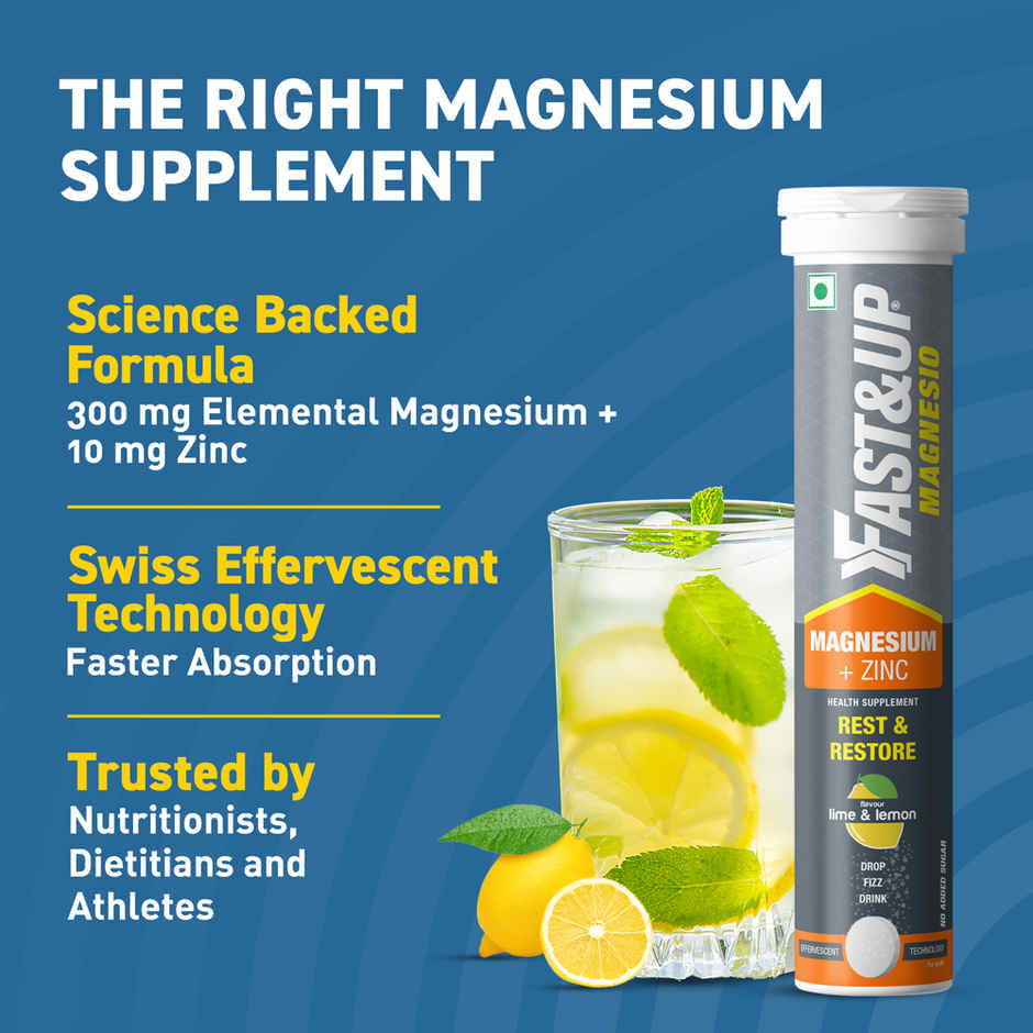 Fast&Up Magnesio Sleep Supplement 300mg Magnesium - Lime & Lemon Flavour