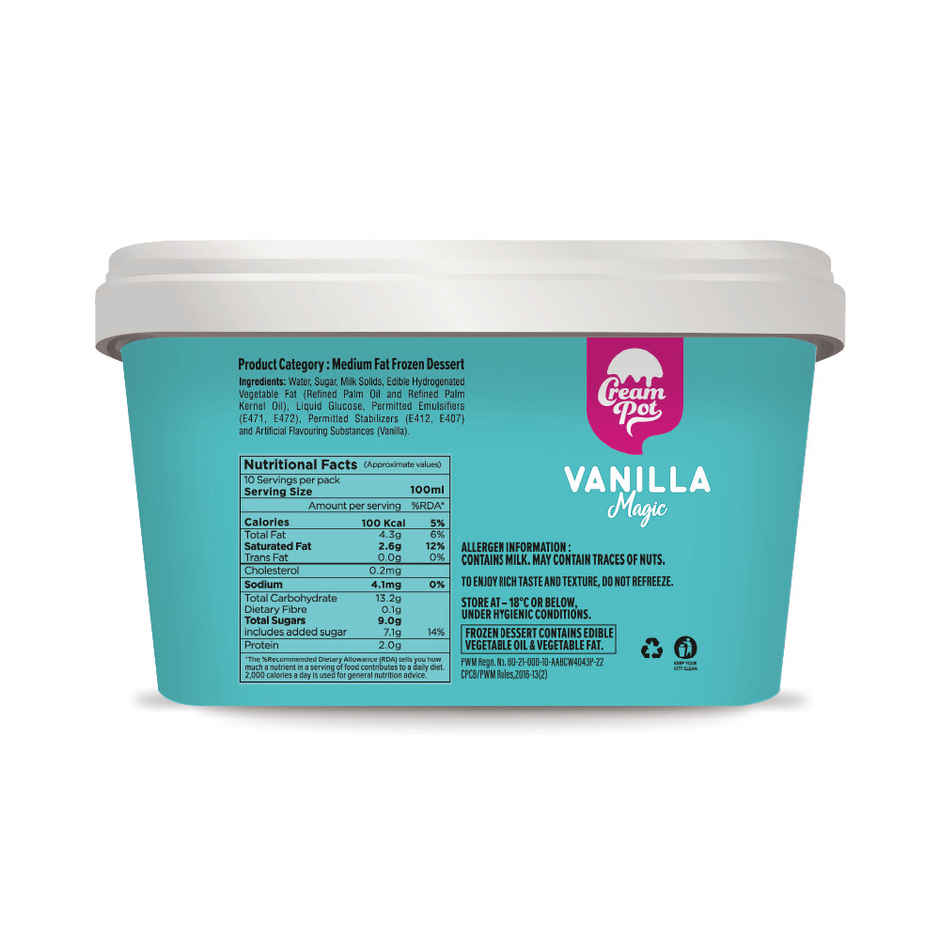 Cream Pot Vanilla Tub | Frozen Dessert Tub (1L) & Hershey'S Strawberry Syrup (180g) Combo