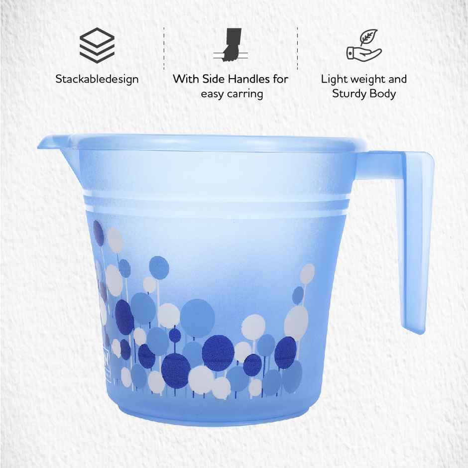 Ratan Plasticware Frosty Bubble Print Pack Of 1 Mug 1L -Blue