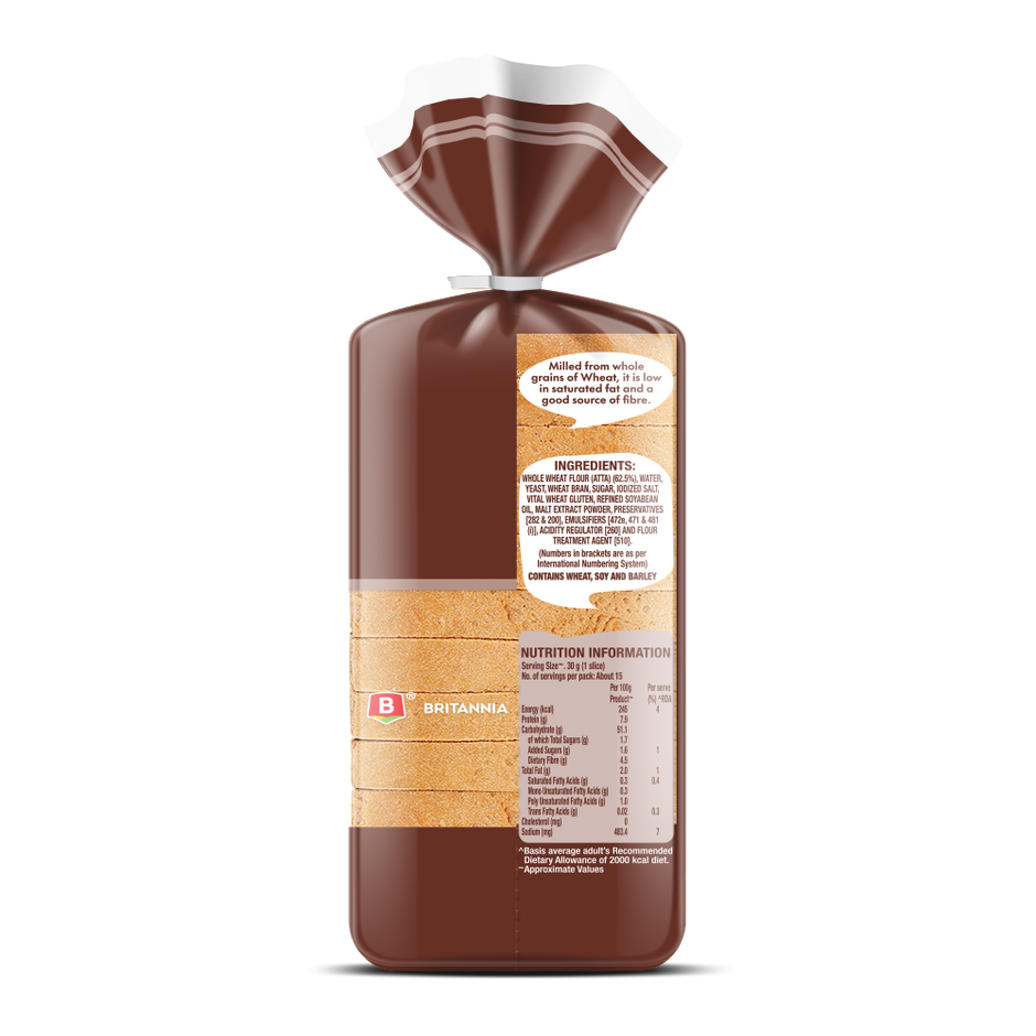 Britannia Pure Whole Wheat Bread (No Maida)