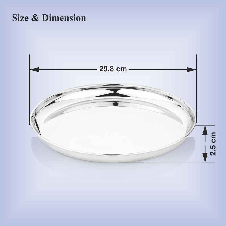 Steelera Stainless Steel Thali / Dinner Plate | Food Safe | 29 cm