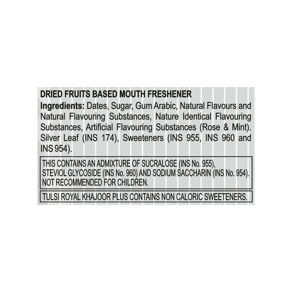 Tulsi Royal Khajoor Plus Flip Top Can Silver Coated Khajoor Dates, Mint Mouthfreshner