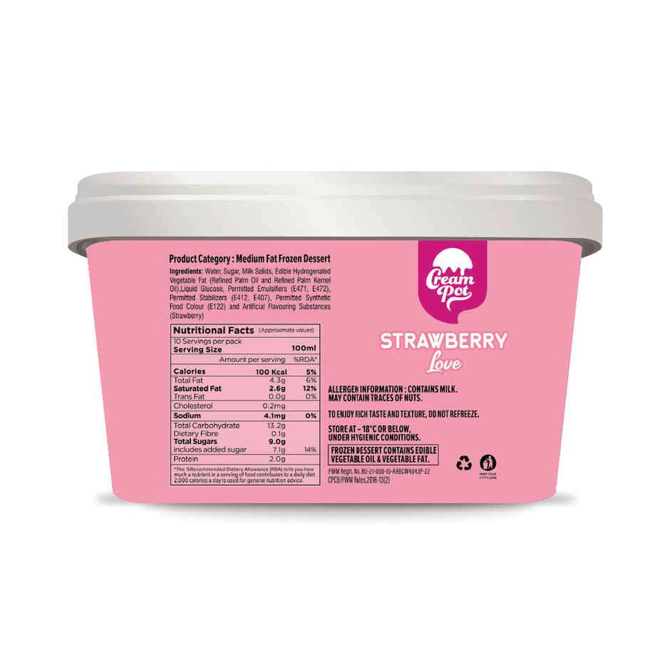 Cream Pot Strawberry Tub | Frozen Dessert Tub