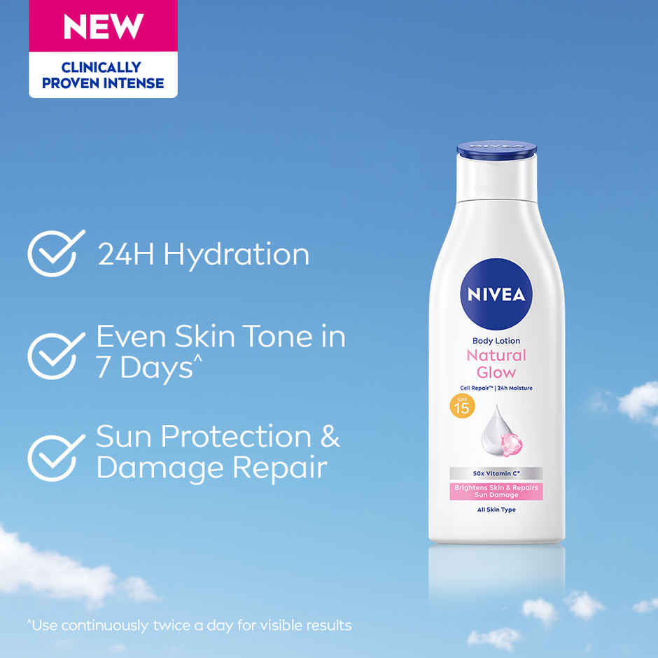 NIVEA Natural Glow Cell Repair Body Lotion For Even Toned & Smooth Skin | SPF 15 & 50 X Vitamin C