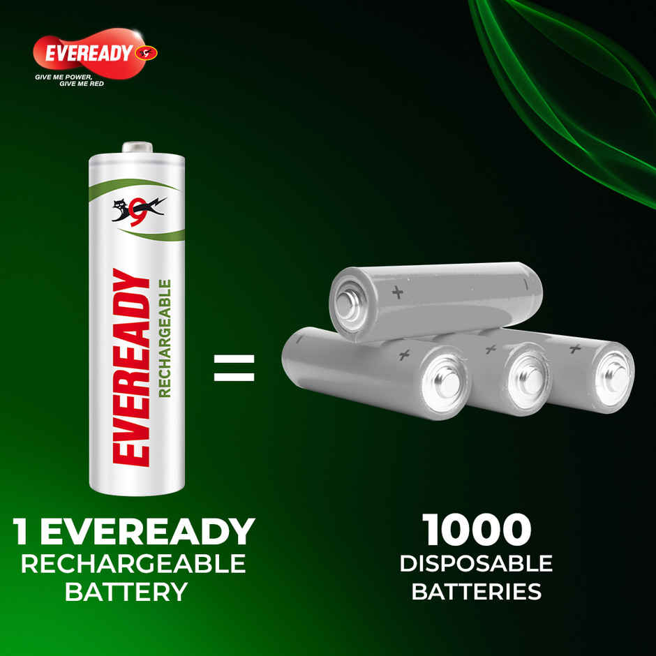 Eveready Rechargeable AA, 600 mAh Battery, 1.2V NiMH, Rechargeable Up To 1000 Times