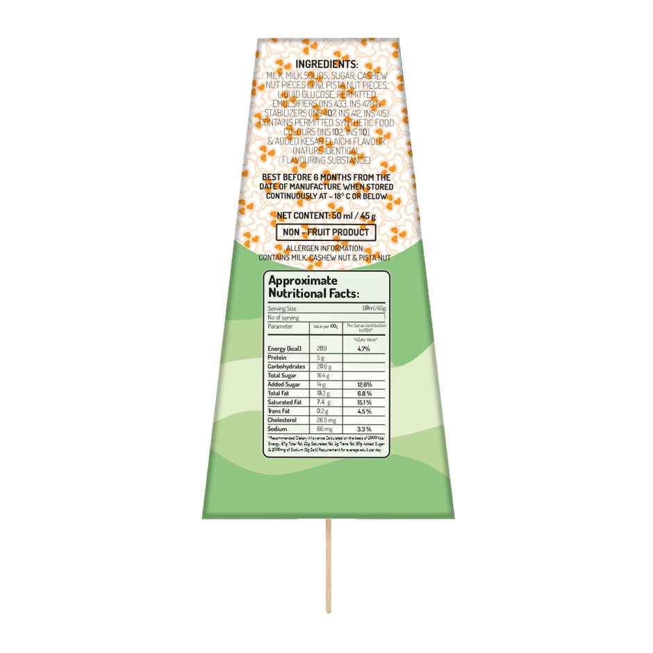 Hangyo Pista Kesar Kulfi Medium Fat Ice Cream (50ml) & Hangyo Malai Kulfi (50ml) Combo