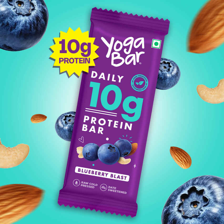 Yoga Bar 10g Protein Bar, Blueberry Blast, Date Sweetened, Raw Cold Pressed