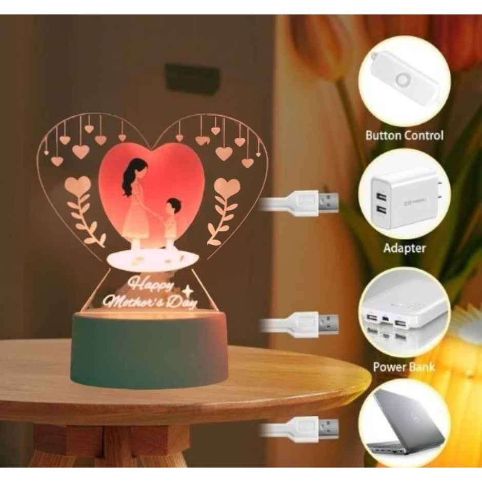 Hashwow Heart Acrlic Night Lights Gift for Happy mothers Day |Mothers Day Gift Lamp