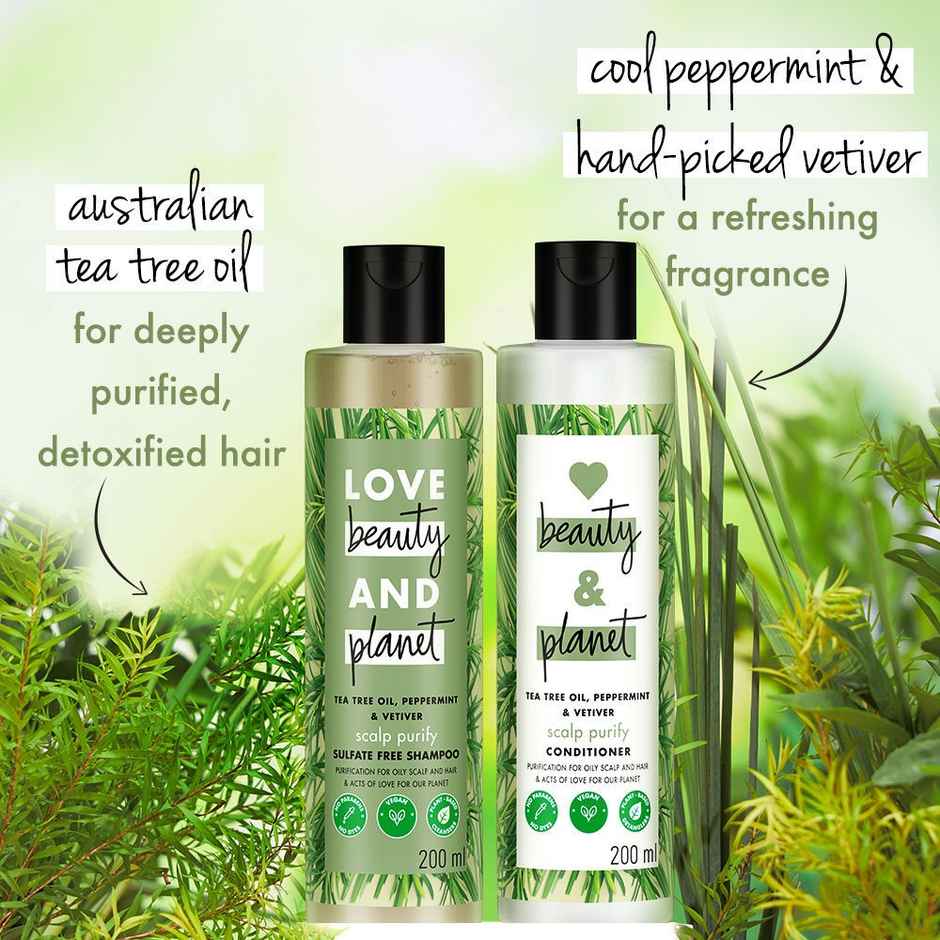 Love Beauty & Planet Tea Tree Peppermint & Vetiver Sulfate Free Purifying Shampoo