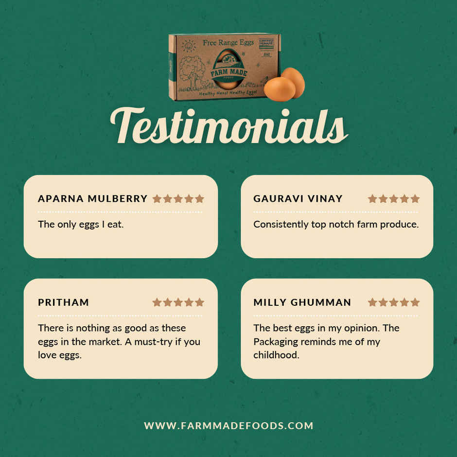 Farm Made Free Range Brown Eggs, 12 Pieces - Protein Rich, Veg Feed, Non-Fertile