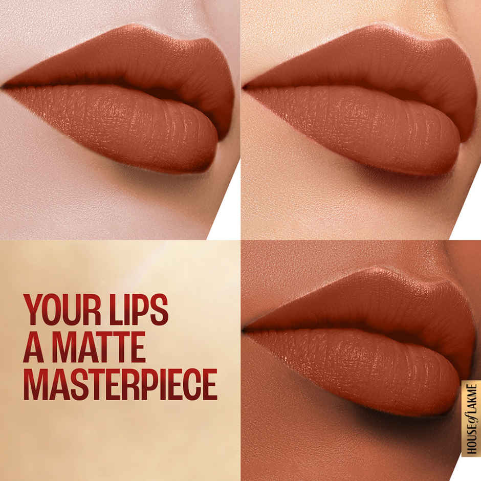 Lakme 9to5 Powerplay Priming Matte Lipstick, Lasts 16hrs, Caramel Latte