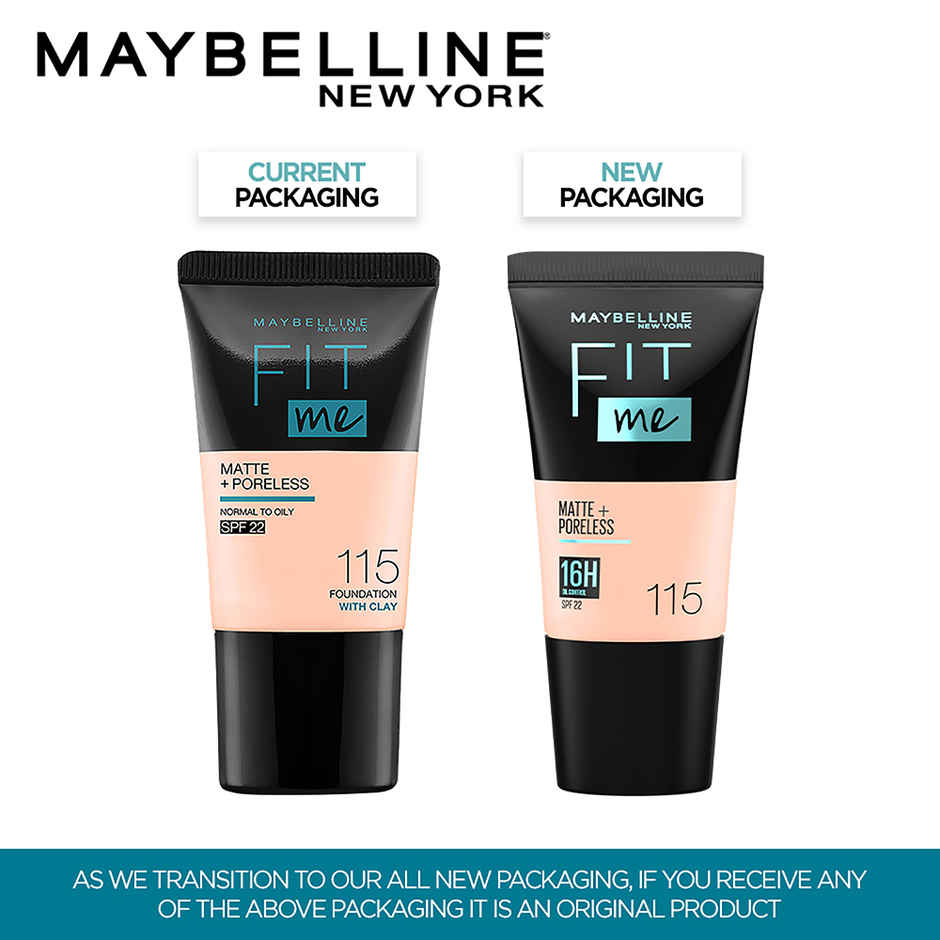Maybelline New York Fit Me Matte+Poreless Liquid Foundation Tube 115 Ivory