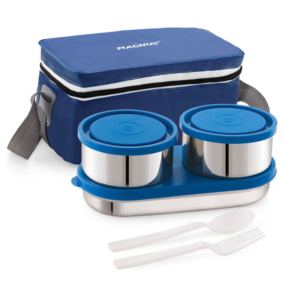 Magnus Fancy 3 Prime Steel Lunch Box Set With Stainless Steel Contianers And Stylish Carry Bag