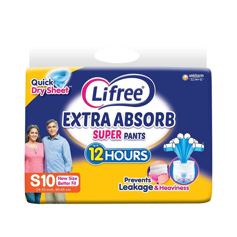 Lifree Super Extra Absorb Adult Diaper Pants Unisex | Waist (24-33 Inches) - S
