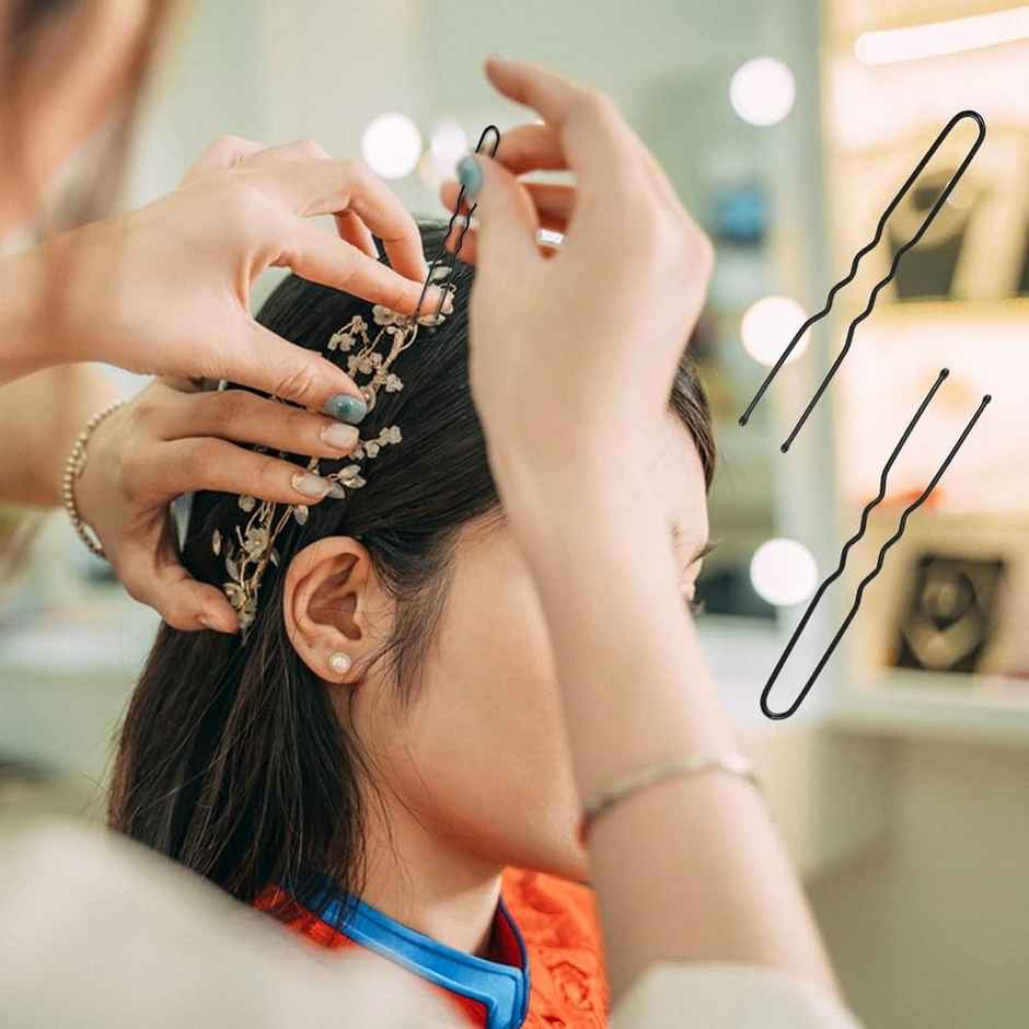 Bronson Professional U Shaped Hair Pins Small With Storage Box Thick Black Ball Tip Metal 100 Pcs