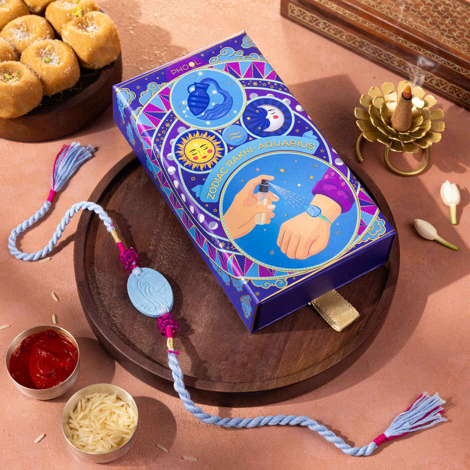 Zodiac Aquarius Rakhi for Brother (Phool)