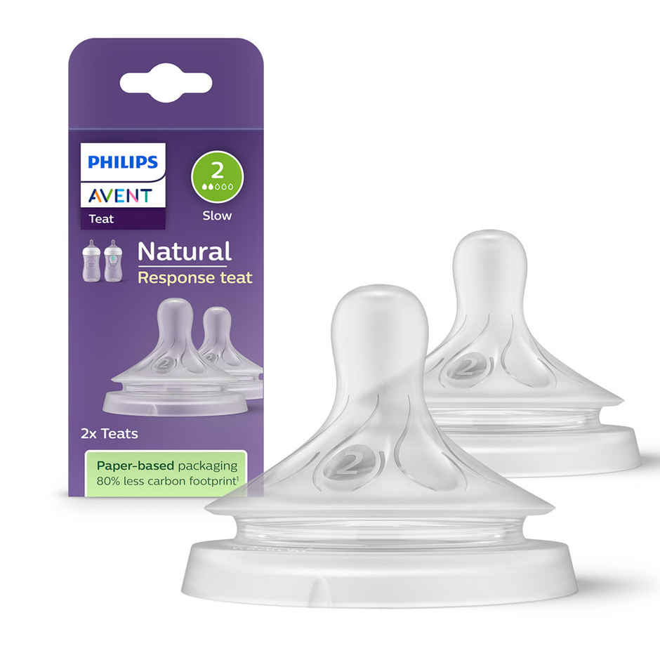 Philips Avent Natural Response Bottle Teat | Flow 2 | 0m+ | Pack of 2 | SCY962/02