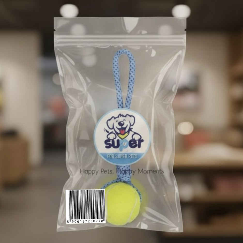 Super Pet Throw & Pull Ball Dog Toy Large | Yellow & Sky Blue)