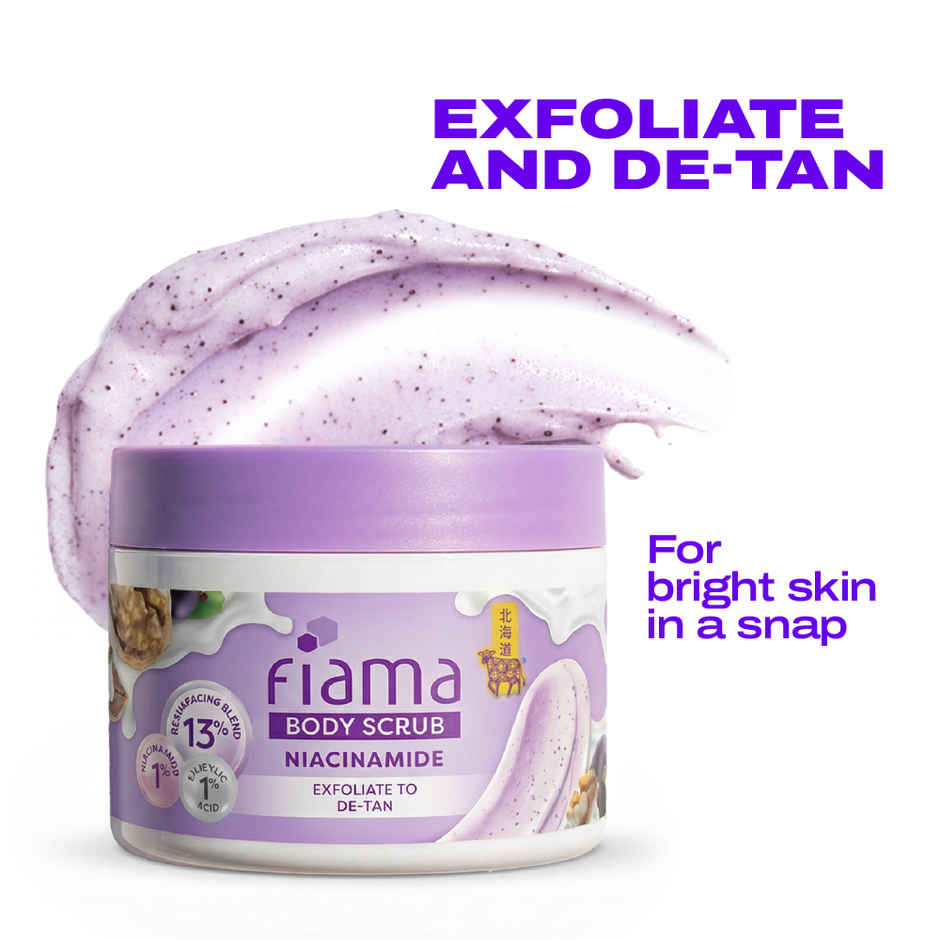 Fiama De Tan Body Scrub with 1% Niacinamide | Exfoliating Scrub for Instant Brightness