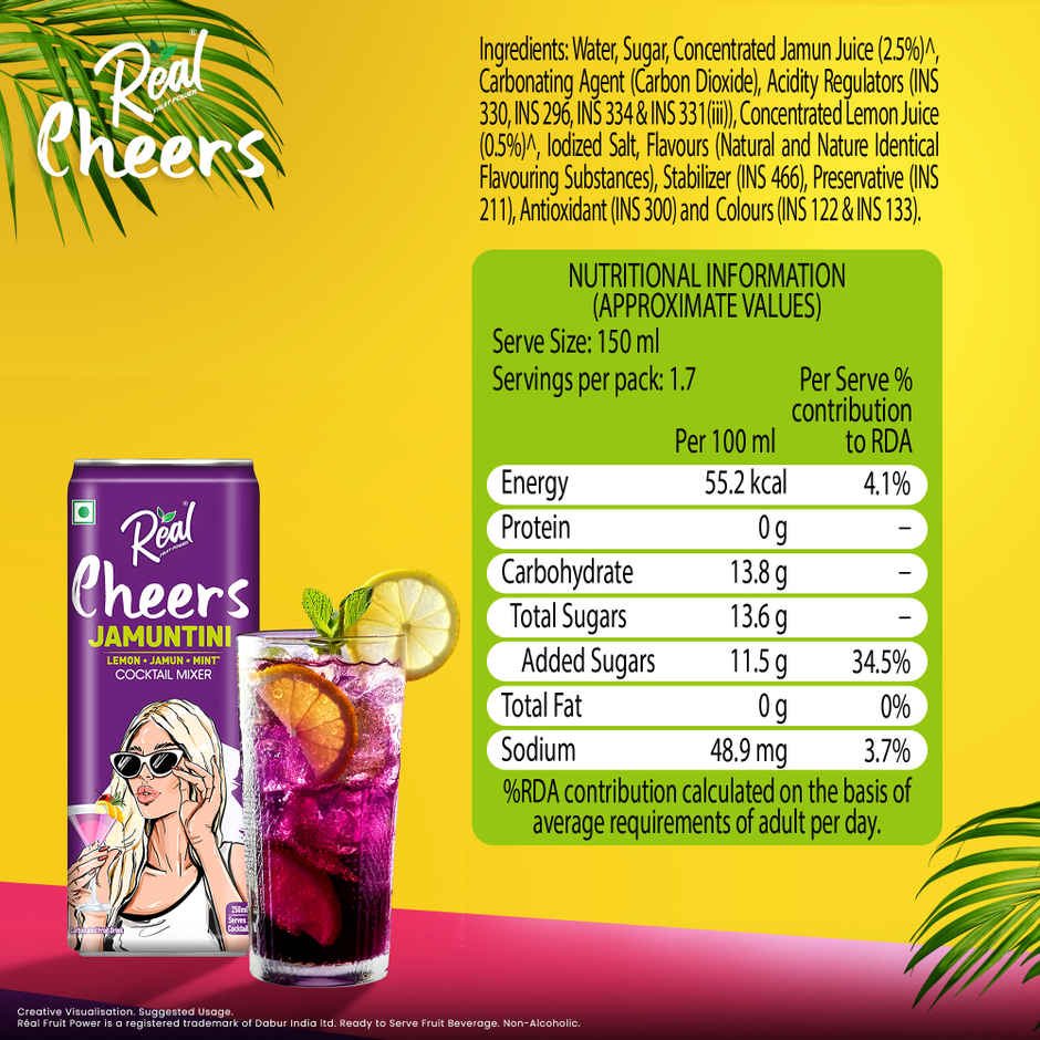 Real Cheers Jamuntini Cocktail Mixer | Ready & Convenient
