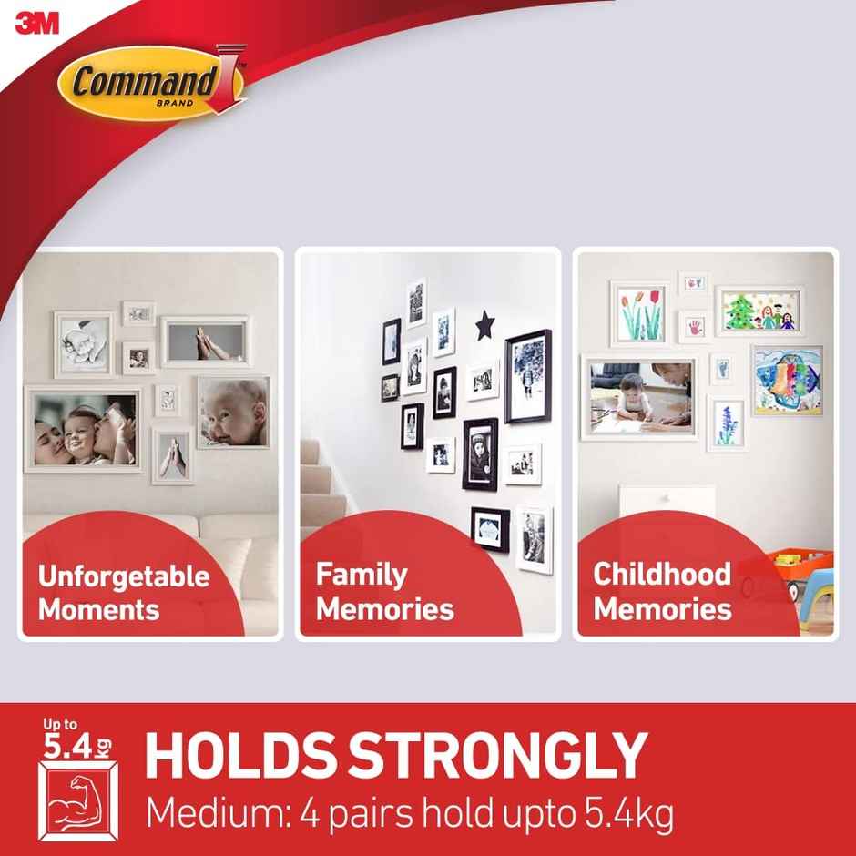 Command Picture Hanging Strips | Medium, Capacity | 5.4Kg Combo 