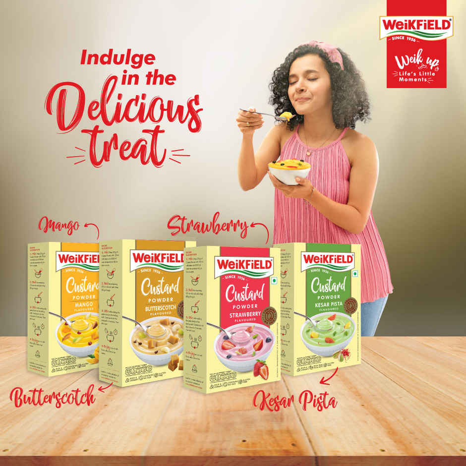 Weikfield Custard Powder Strawberry Flavor Carton