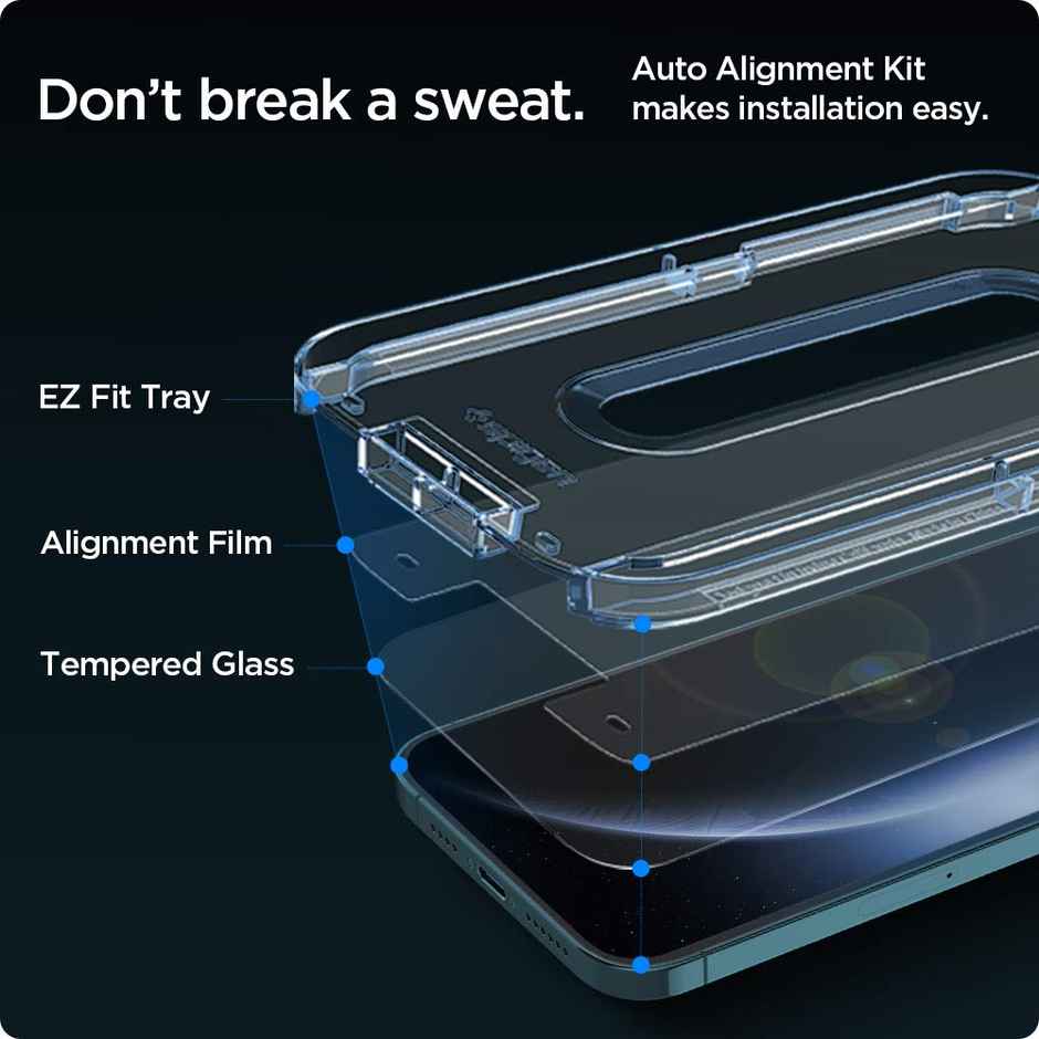 Spigen Ez Fit Tempered Glass Screen Guard For Iphone 12 Pro Max - 2 Pack For Cellphone