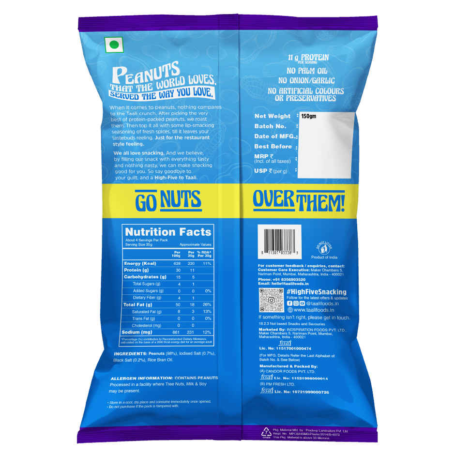 Taali Salted Peanuts, Roasted Peanut, Premium Quality Bharuchi Nuts, Rich in Protein