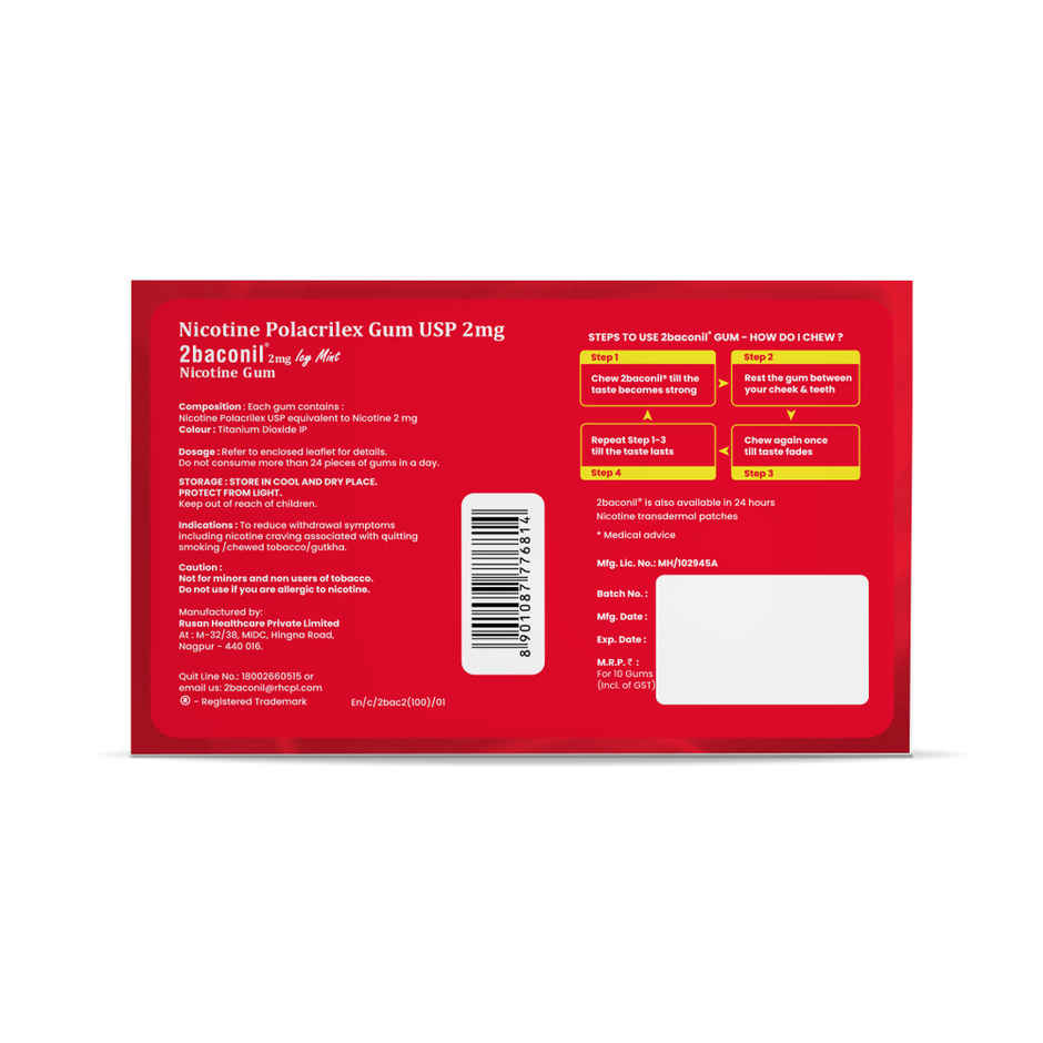 2baconil 2mg Icy Mint Sugar Free Nicotine Gum