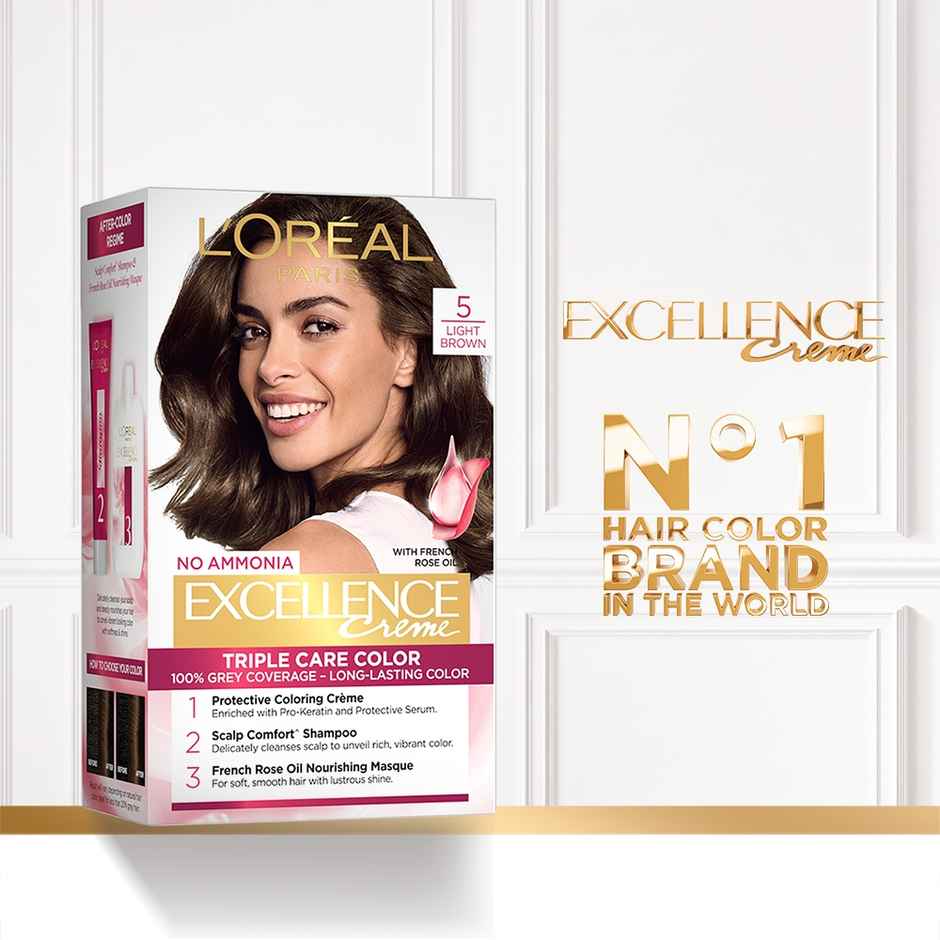 L'Oreal Paris Excellence Creme Hair Color 5 Light Brown/Natural Brown