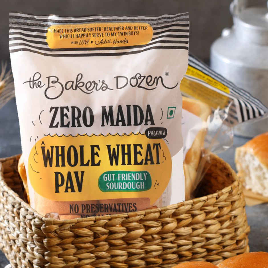 The Baker's Dozen Zero Maida Pav Whole Wheat | Atta Bombay Pav | Gut Friendly | Clean Label